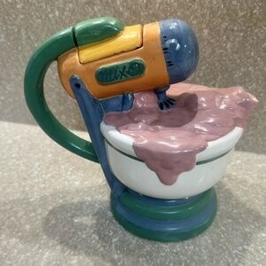 Vintage Fitz & Floyd Omnibus Stand Mixer Bowl Ceramic Teapot 1994 Kitchen Decor